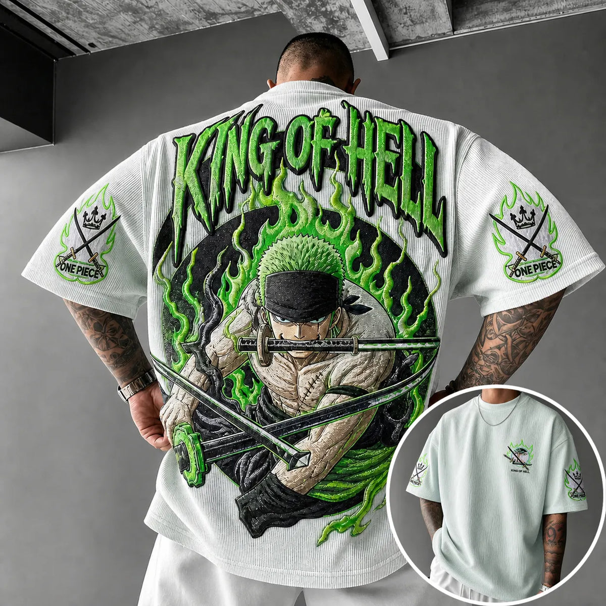 One Piece Unisex Short-Sleeve Corduroy T-Shirt With Anime Print