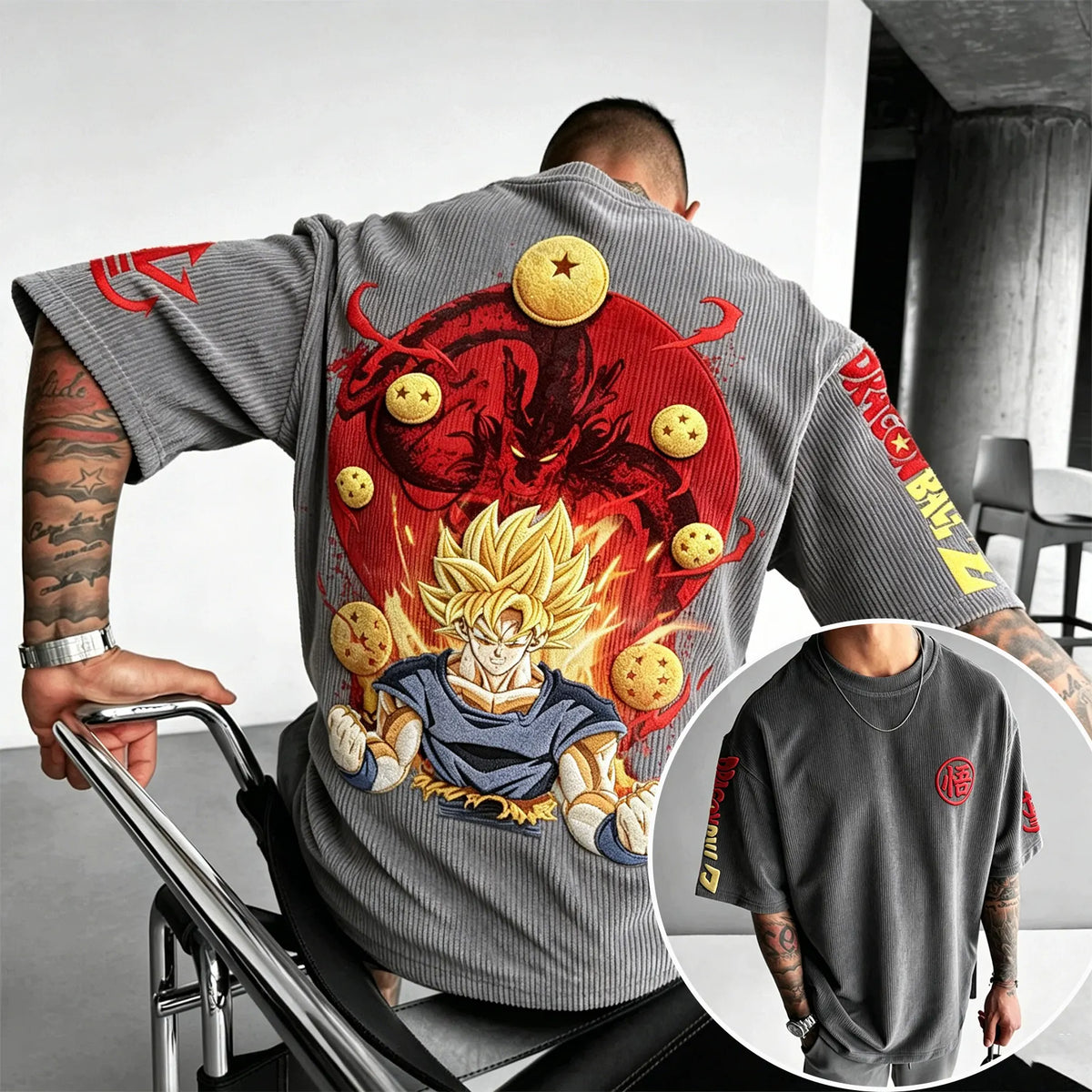 Dragon Ball Unisex Anime Inspired Vintage Corduroy T-Shirt