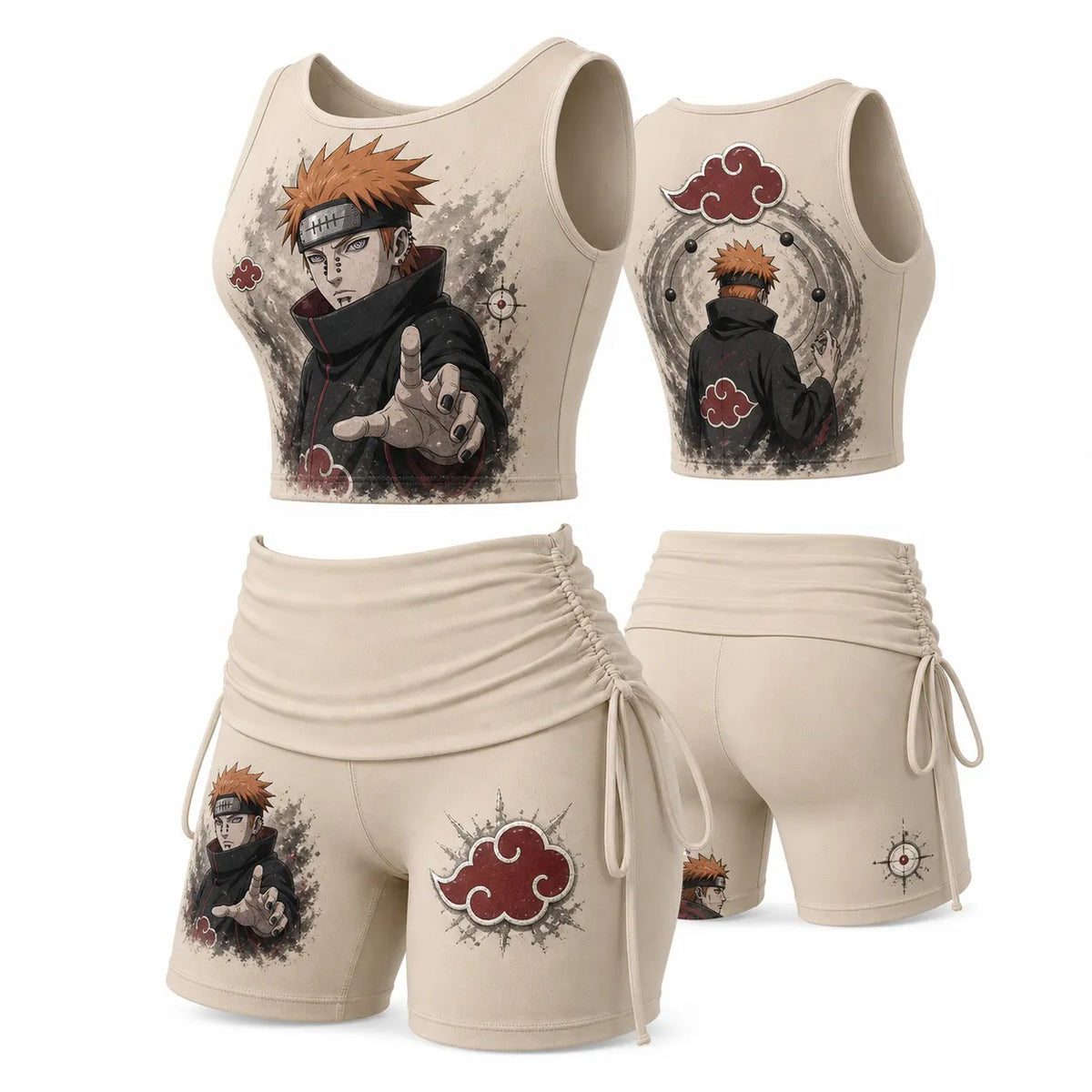 NINDO Women's Anime-Print Tank Top And Shorts Sports Set