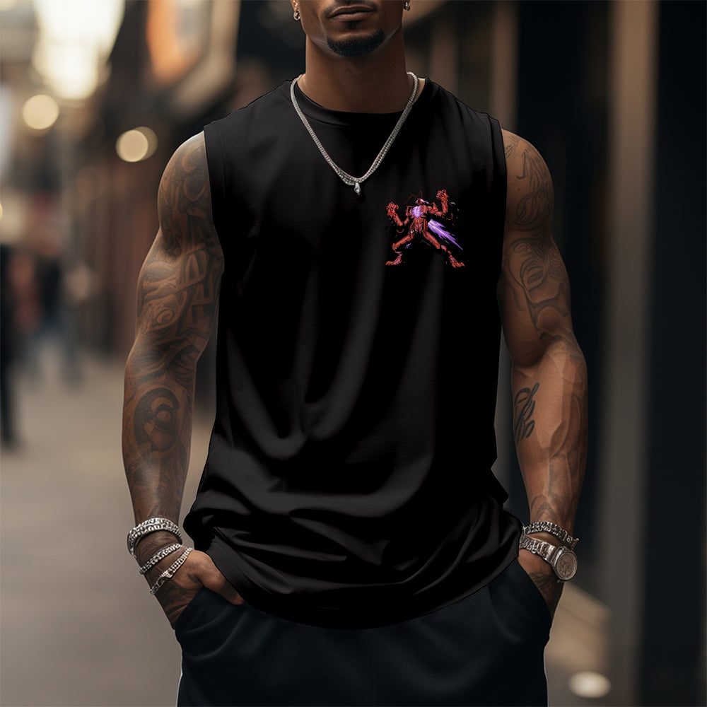 SL-Oversized Anime Print Gym Tank Top