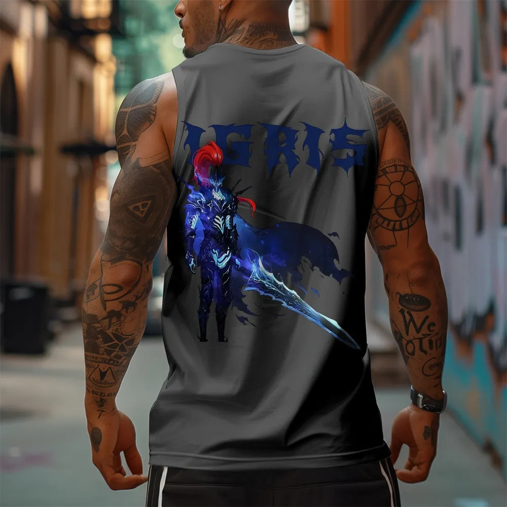 SL-Oversized Anime Print Gym Tank Top