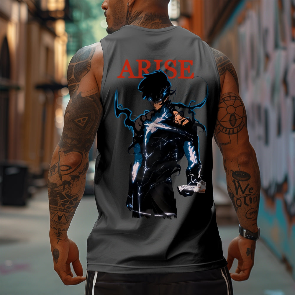 SL-Oversized Anime Print Gym Tank Top