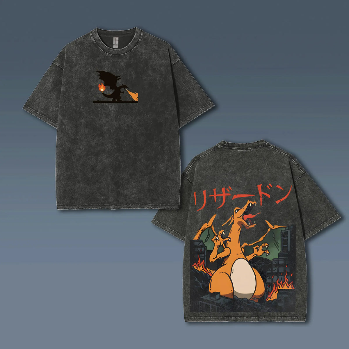PKM-Unisex Anime Style Vintage Washed T-Shirt