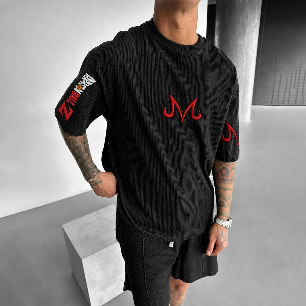 Dragon Ball Unisex Anime-Style Retro Corduroy Oversized T-Shirt