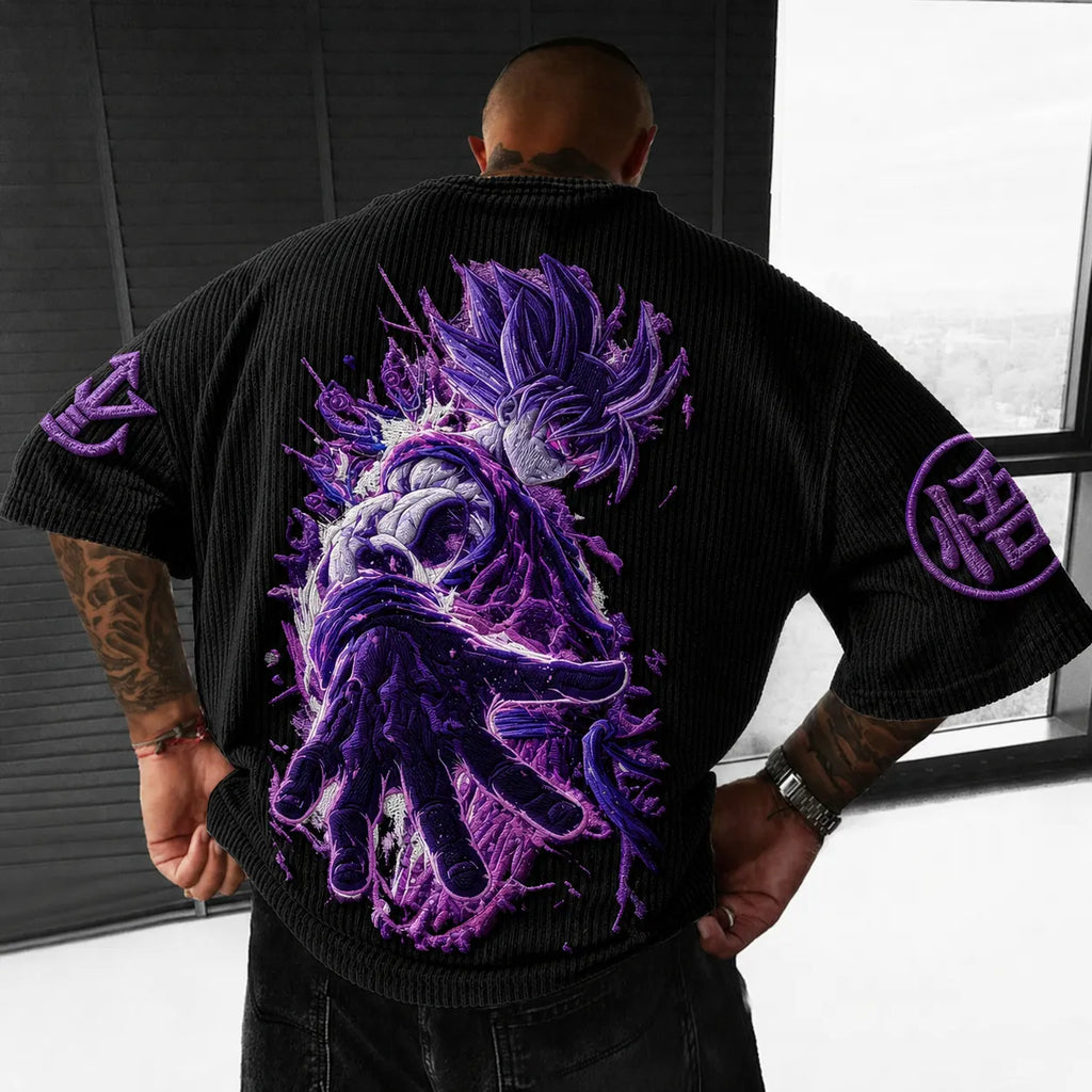 Dragon Ball Unisex Anime-Style Retro Corduroy Oversized T-Shirt