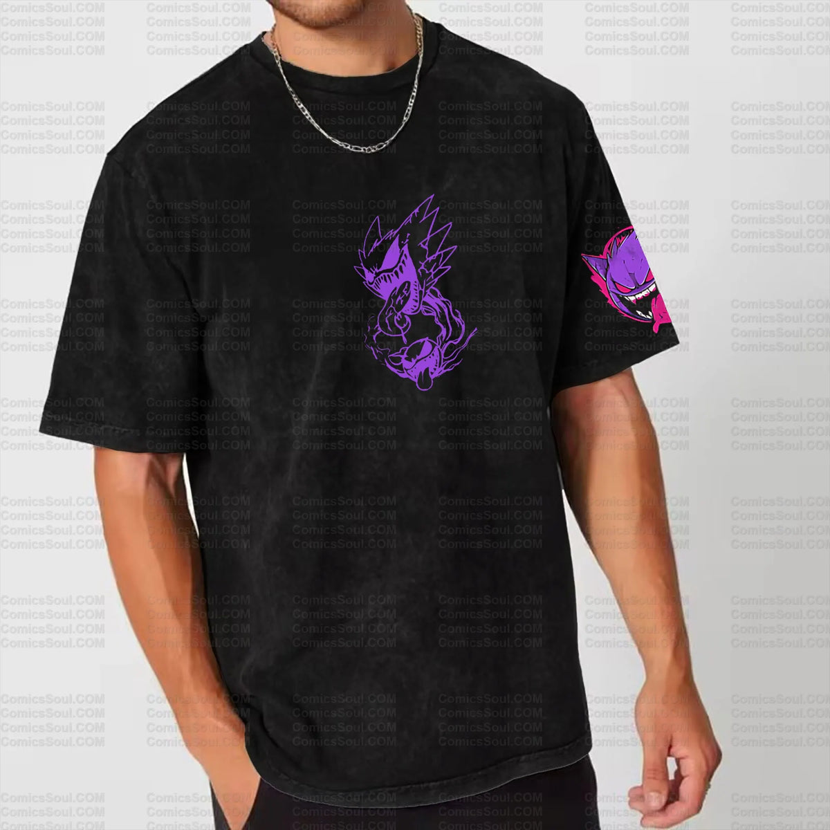 PKM-Unisex Anime Inspired Vintage Washed T-Shirt