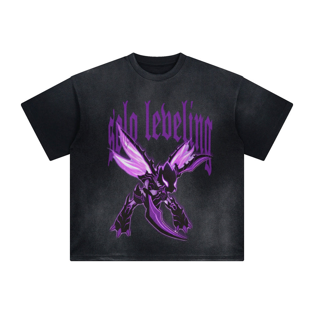 SL-Unisex Anime Inspired Washed  Vintage T-Shirt