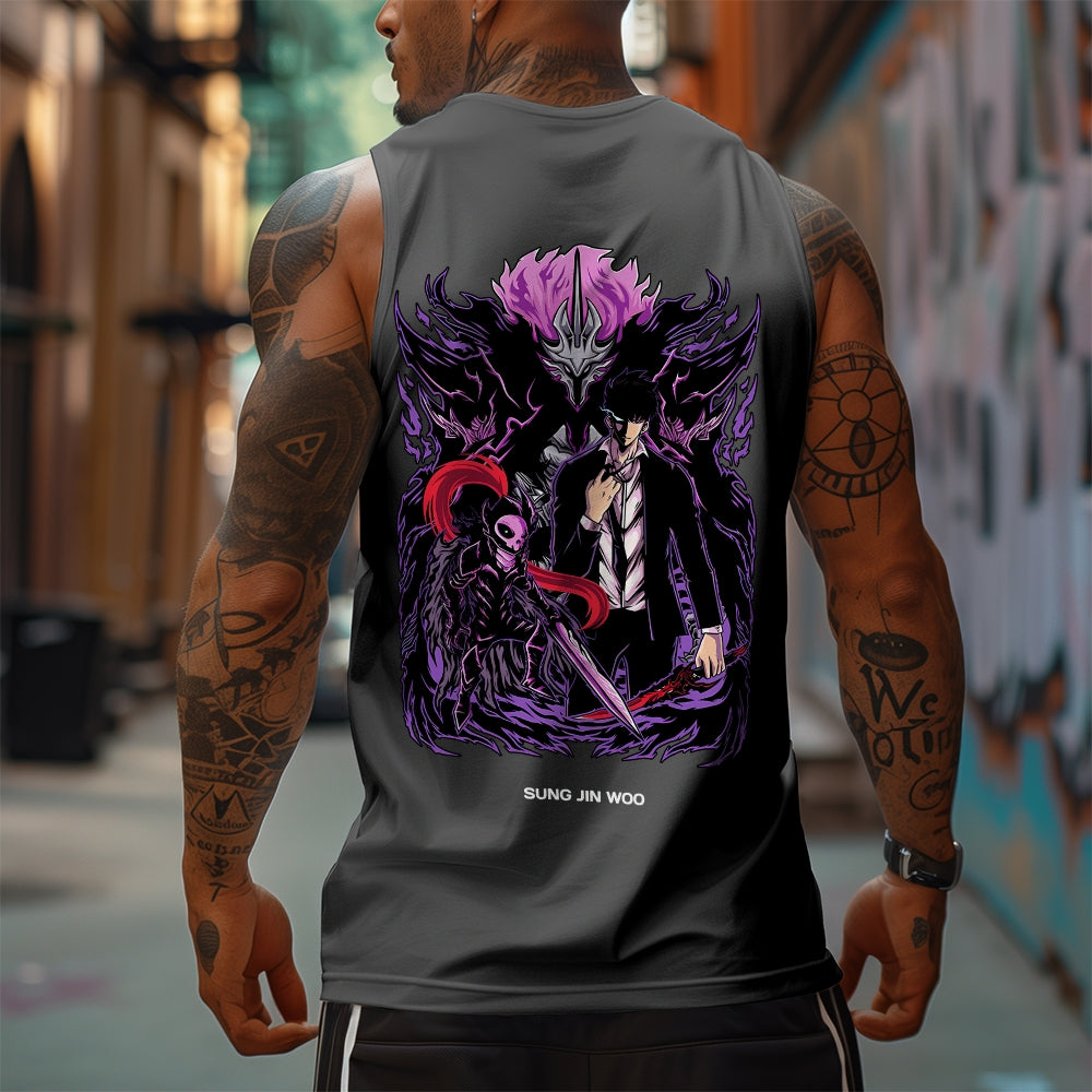 SL-Oversized Anime Print Gym Tank Top
