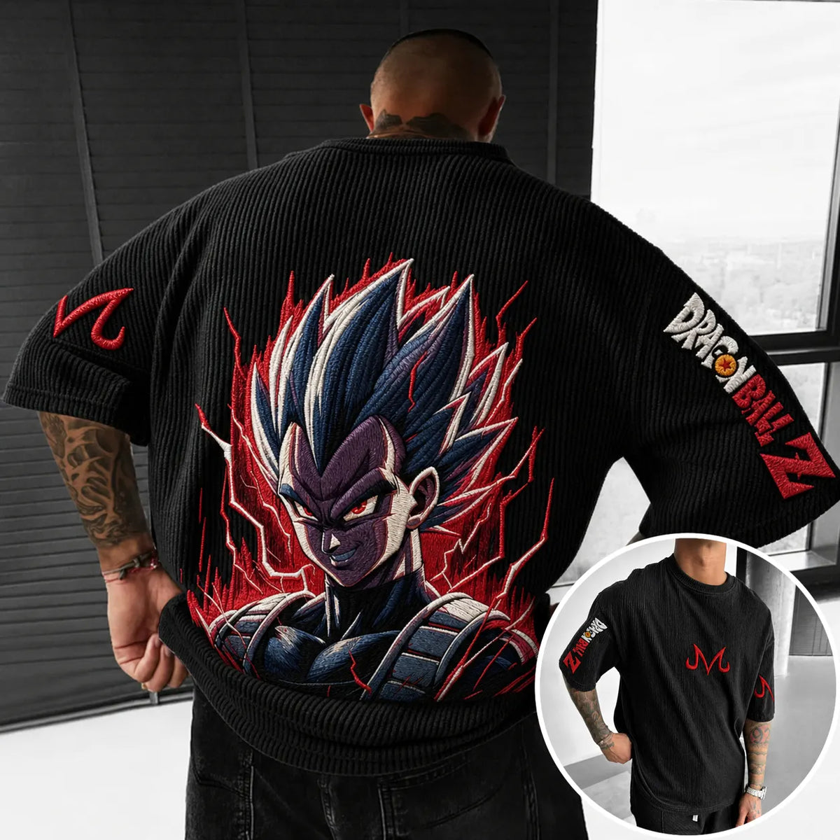 Dragon Ball Unisex Anime-Style Retro Corduroy Oversized T-Shirt