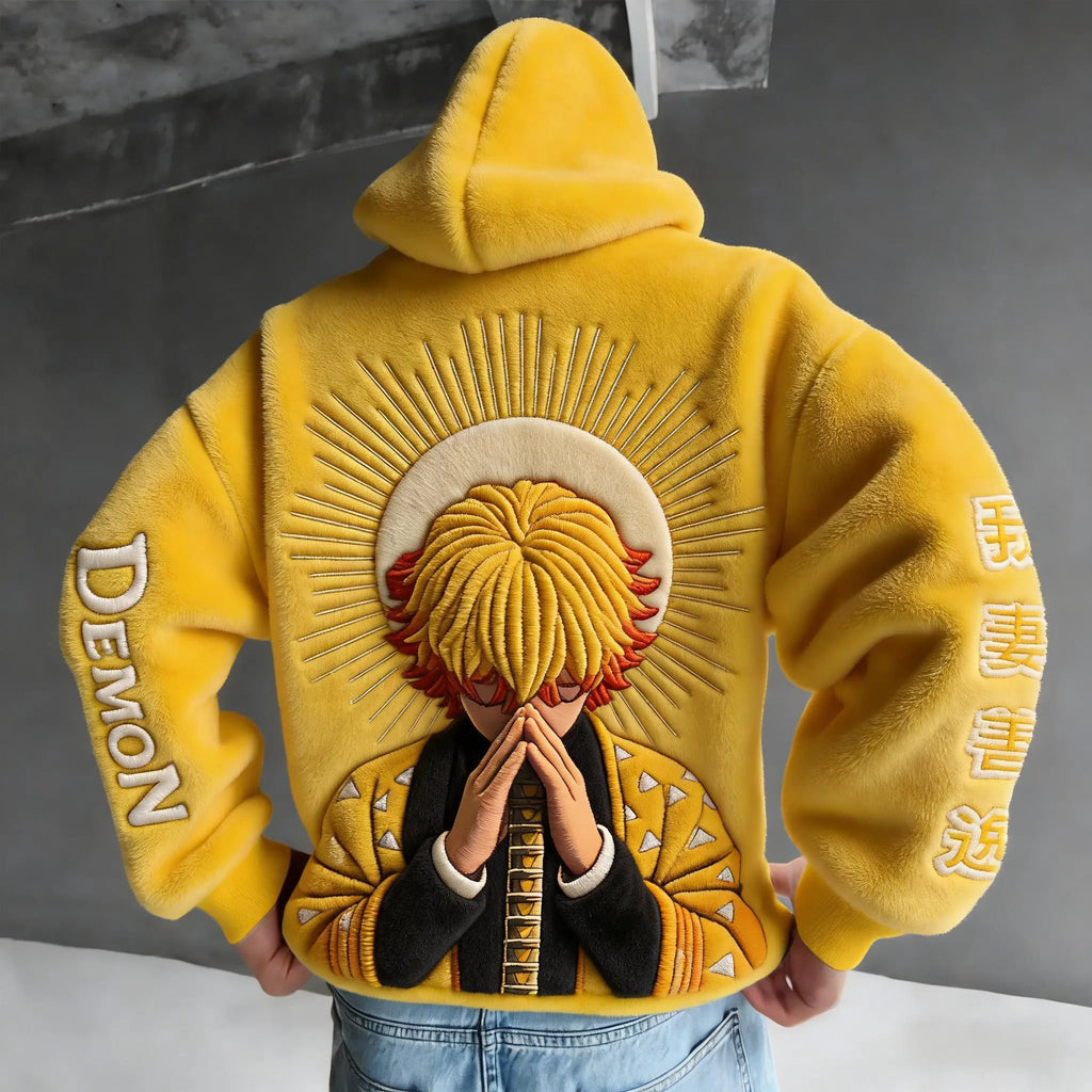 KNY Color-blocked Corduroy Hooded Sweatshirt