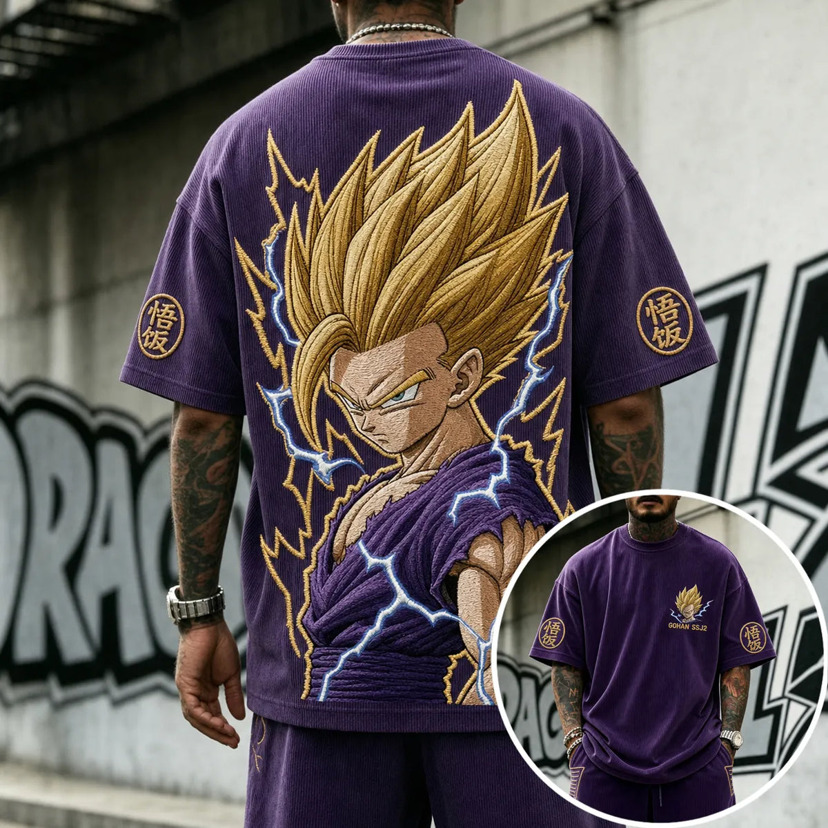 Dragon Ball Unisex Short-Sleeve Corduroy T-Shirt With Anime Print