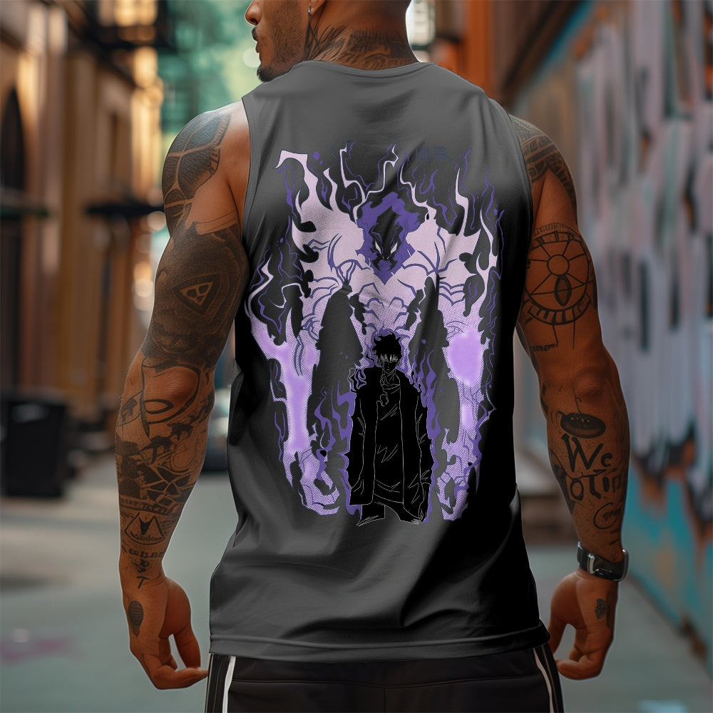 SL-Oversized Anime Print Gym Tank Top