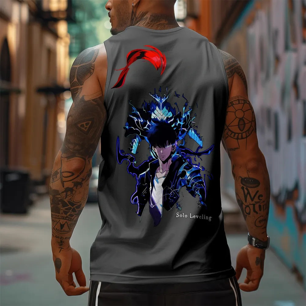 SL-Oversized Anime Print Gym Tank Top
