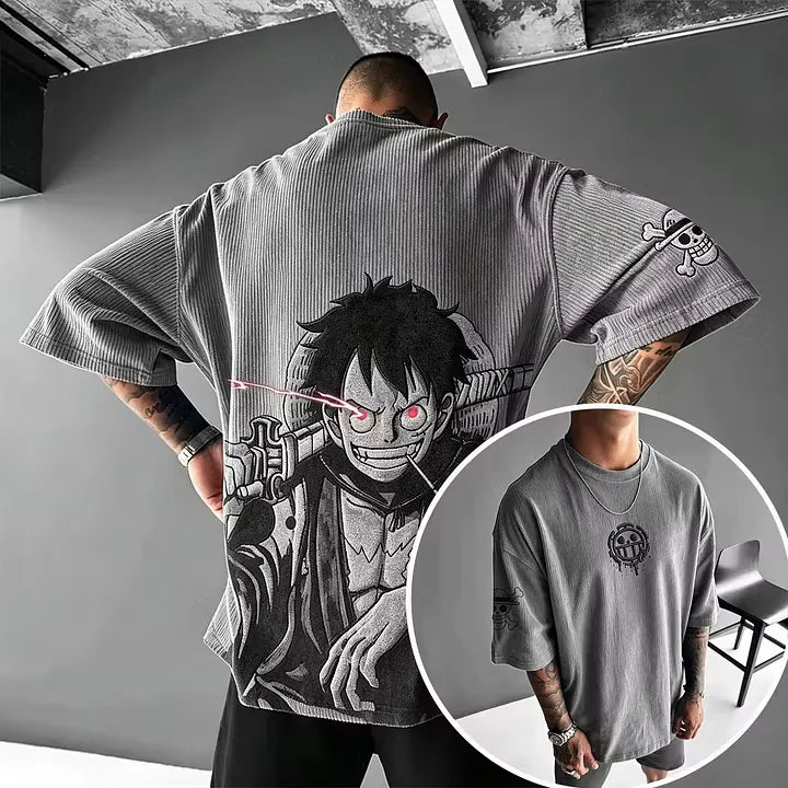 One Piece Anime Vintage Waffle Knit T-Shirt