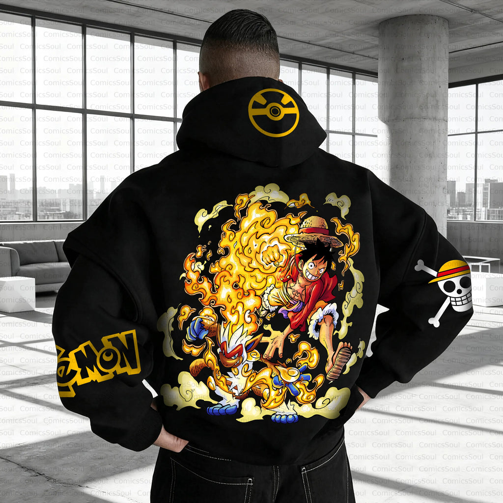 PKM-Unisex Anime Inspired Vintage Plush Hoodie