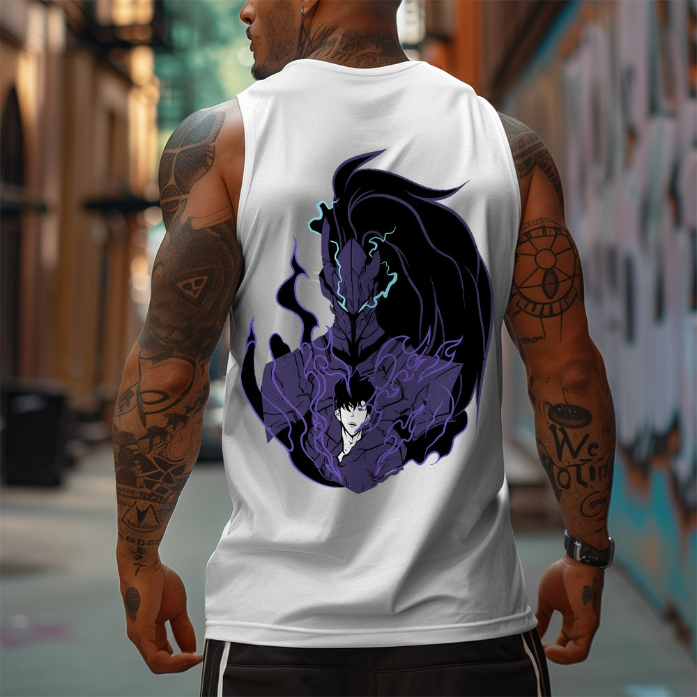 SL-Oversized Anime Print Gym Tank Top