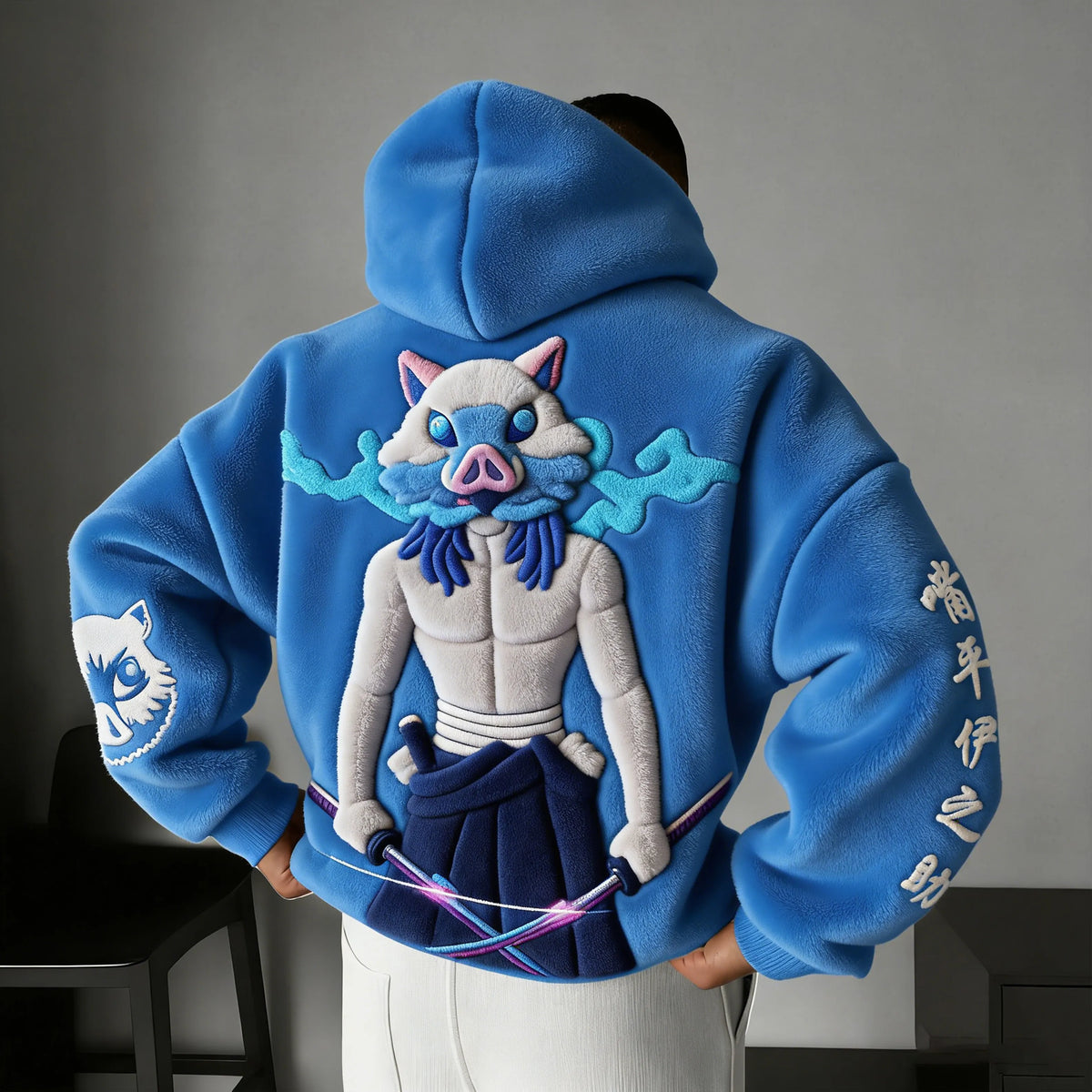 KNY Color-blocked Corduroy Hooded Sweatshirt