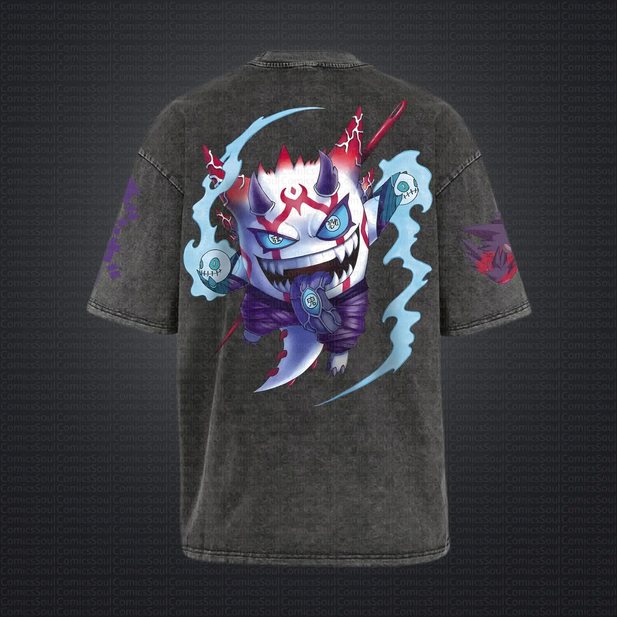 PKM-Unisex Anime Style Vintage Washed T-Shirt