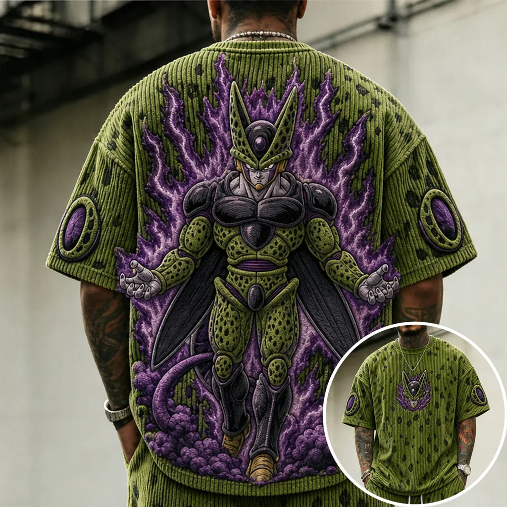 Dragon Ball Unisex Anime-Style Retro Corduroy Oversized T-Shirt