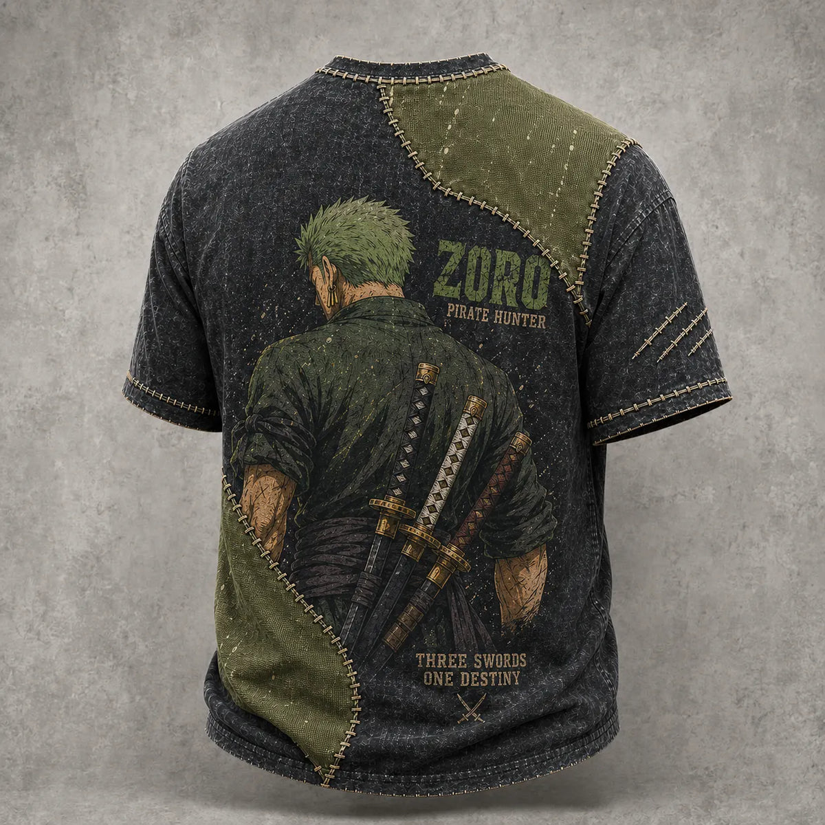 One Piece Pirate Crew Print V-Neck T-Shirt