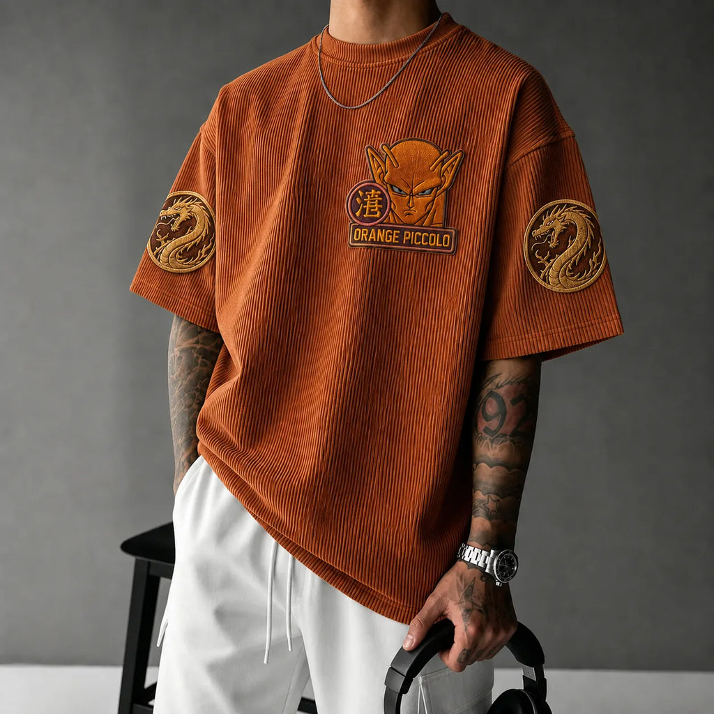 Dragon Ball Unisex Short-Sleeve Corduroy T-Shirt With Anime Print