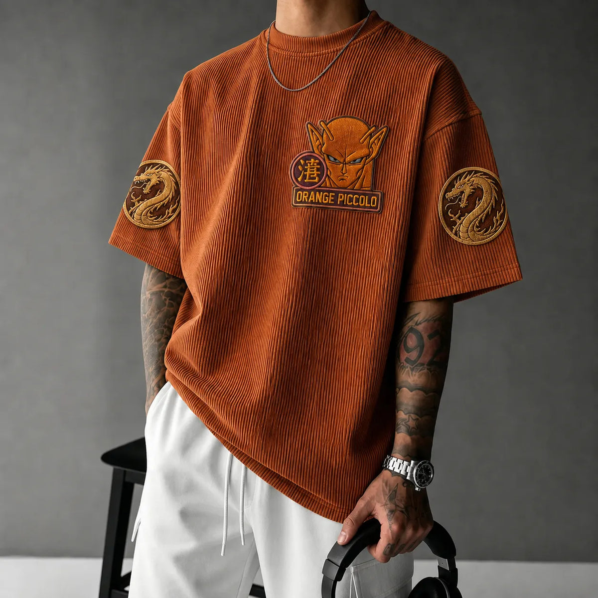 Dragon Ball Unisex Short-Sleeve Corduroy T-Shirt With Anime Print