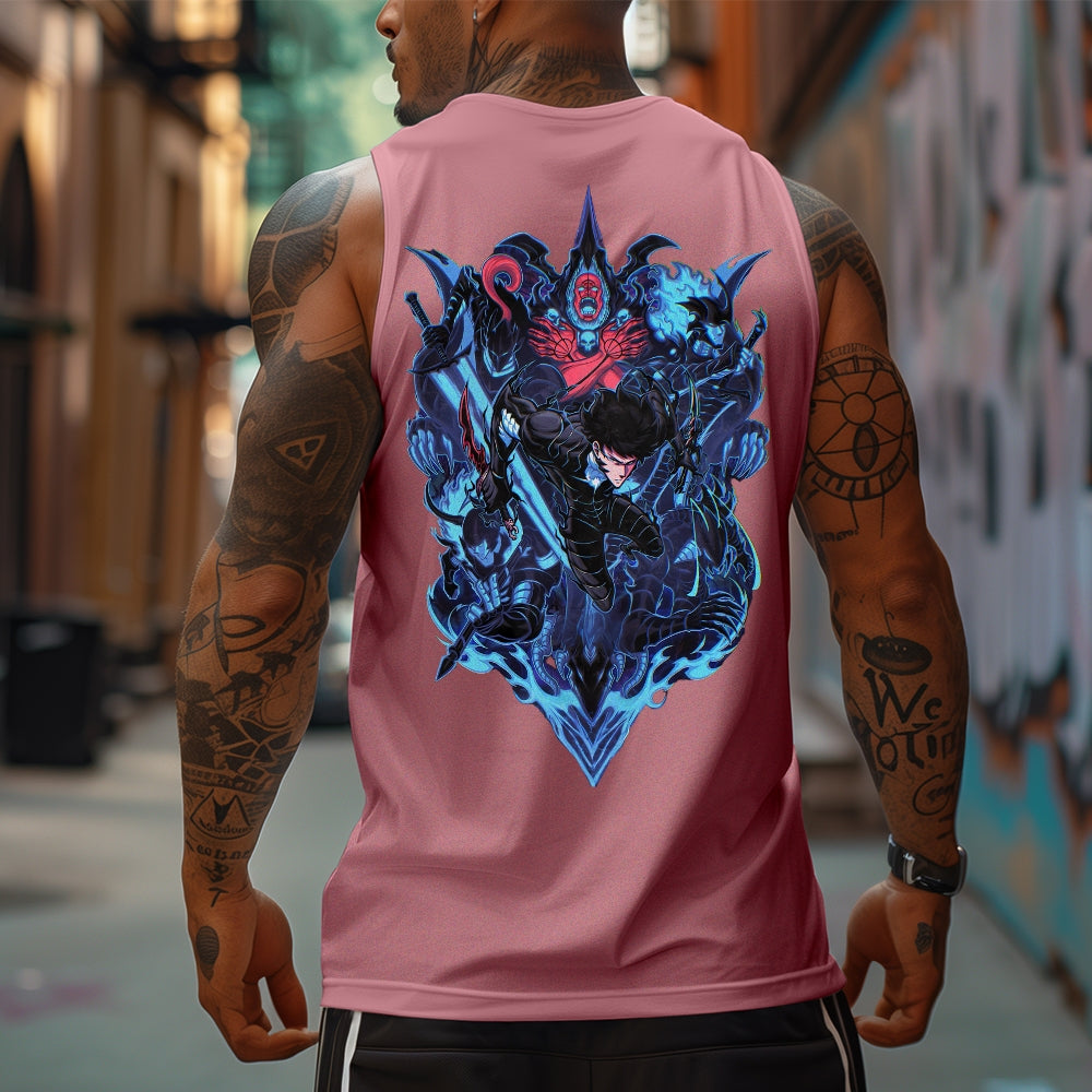 SL-Oversized Anime Print Gym Tank Top