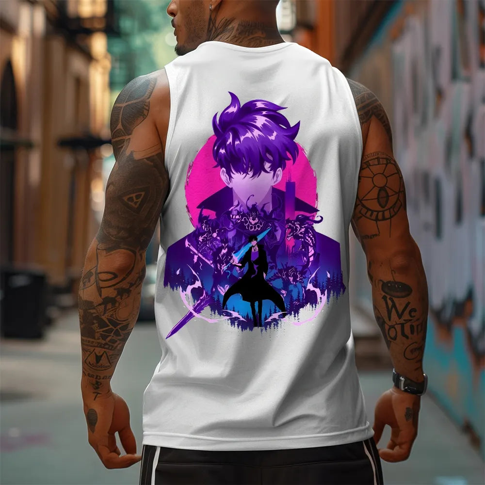 SL-Oversized Anime Print Gym Tank Top