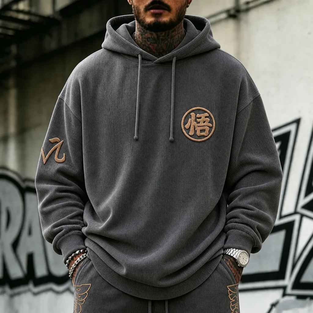 Dragon Ball Unisex Retro Corduroy Hoodie With Anime-style Graphics