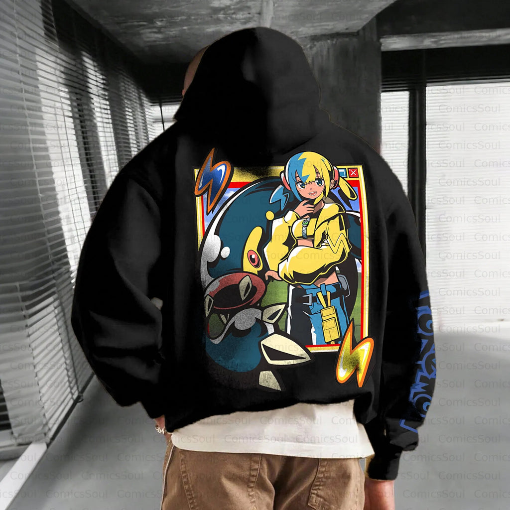 PKM-Unisex Anime Inspired Vintage Plush Hoodie