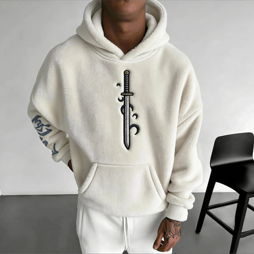 KNY Color-blocked Corduroy Hooded Sweatshirt