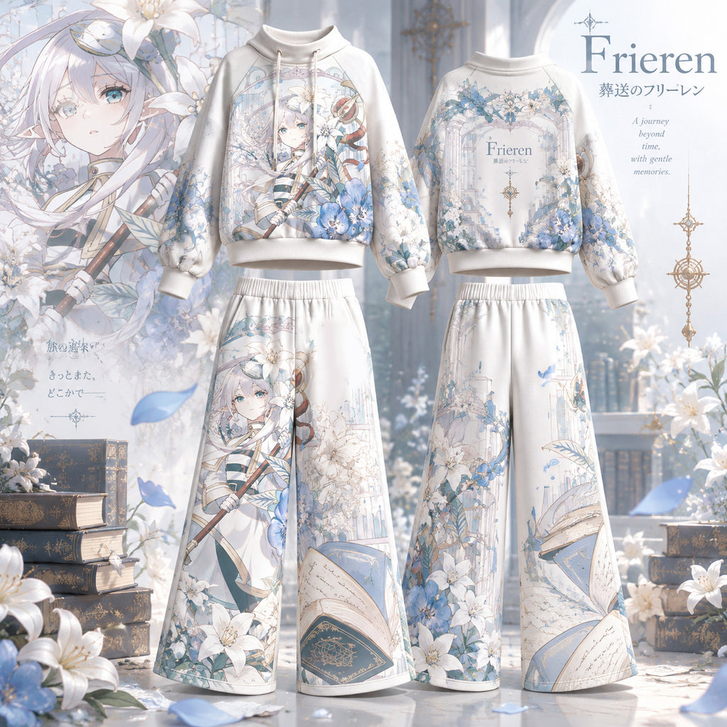 Frieren: Beyond Journey's End vintage hoodie and shorts set
