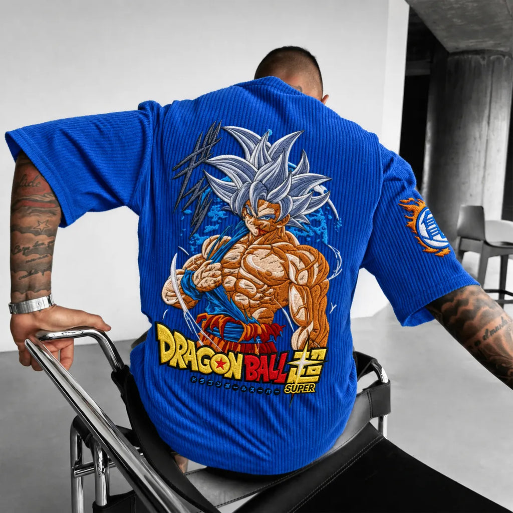 Dragon Ball Unisex Anime-Style Retro Corduroy Oversized T-Shirt