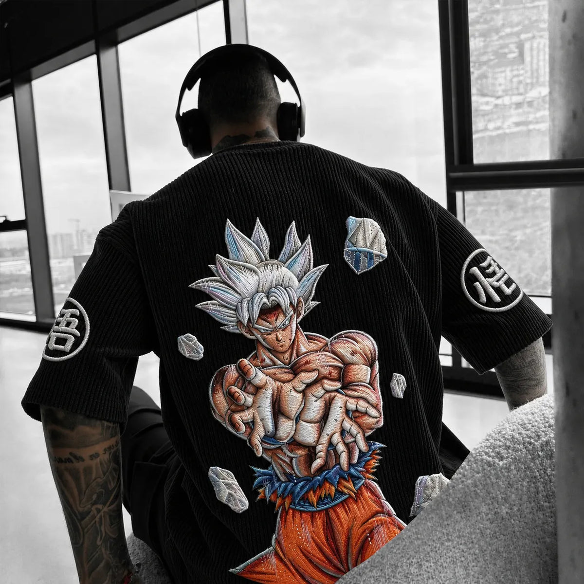 Dragon Ball Unisex Anime-Style Retro Corduroy Oversized T-Shirt