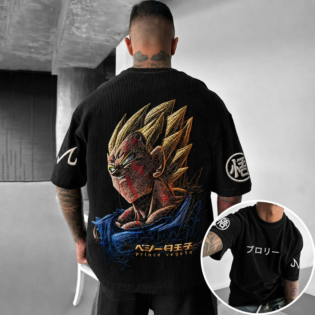 Dragon Ball Unisex Anime-Style Retro Corduroy Oversized T-Shirt