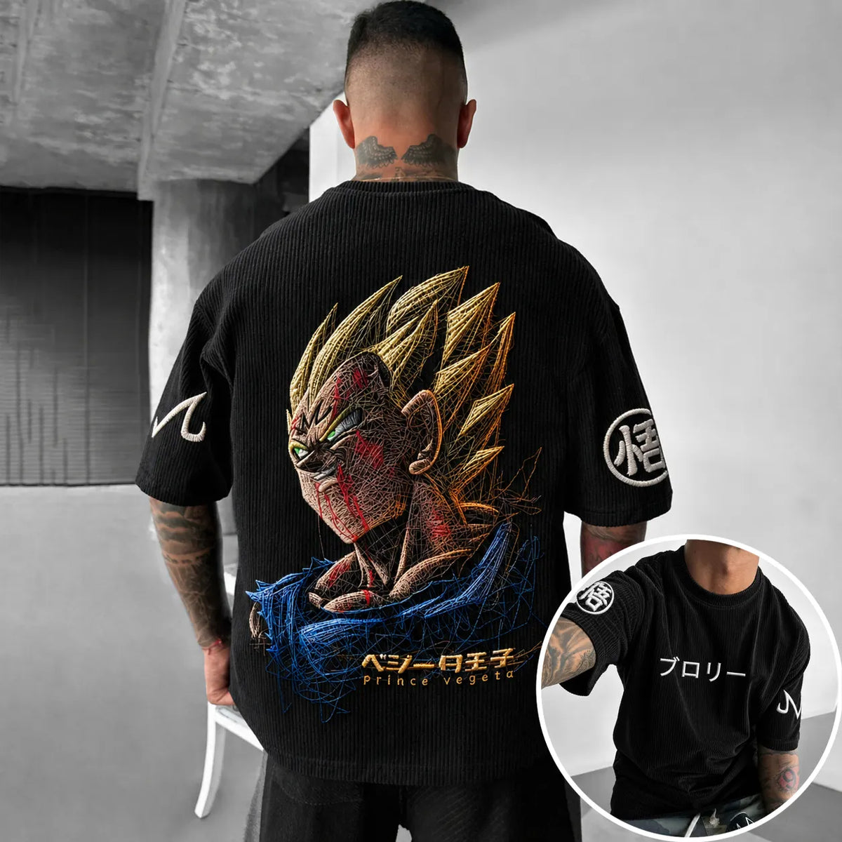Dragon Ball Unisex Anime-Style Retro Corduroy Oversized T-Shirt