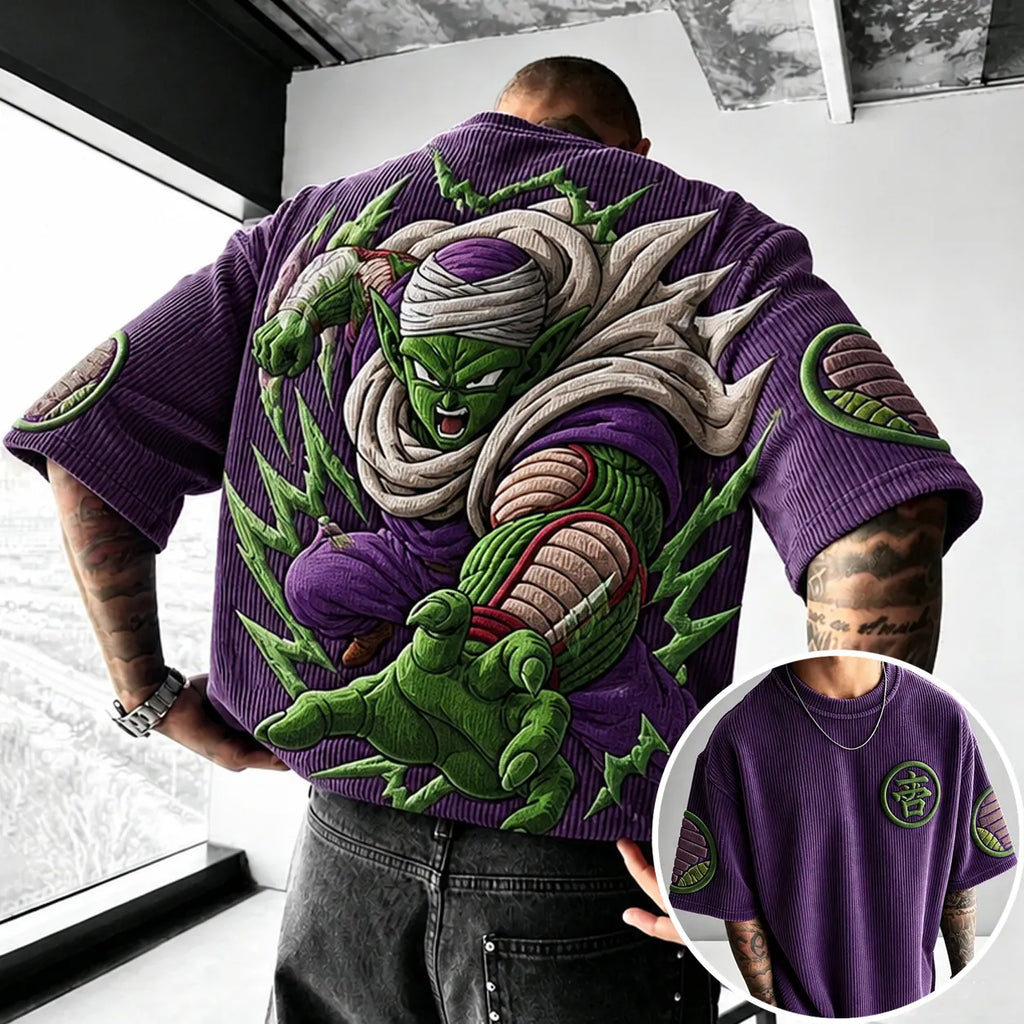 Dragon Ball Unisex Anime-Style Retro Corduroy Oversized T-Shirt