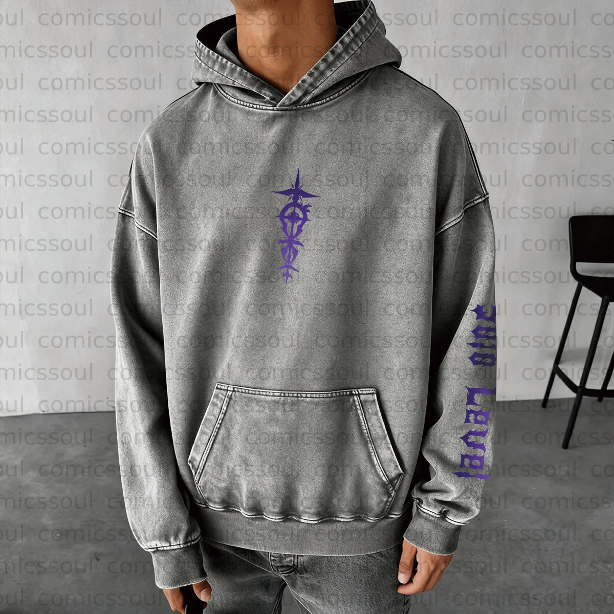SL-Unisex  Anime Graphic Water wash Streetwear Vintage Hoodie