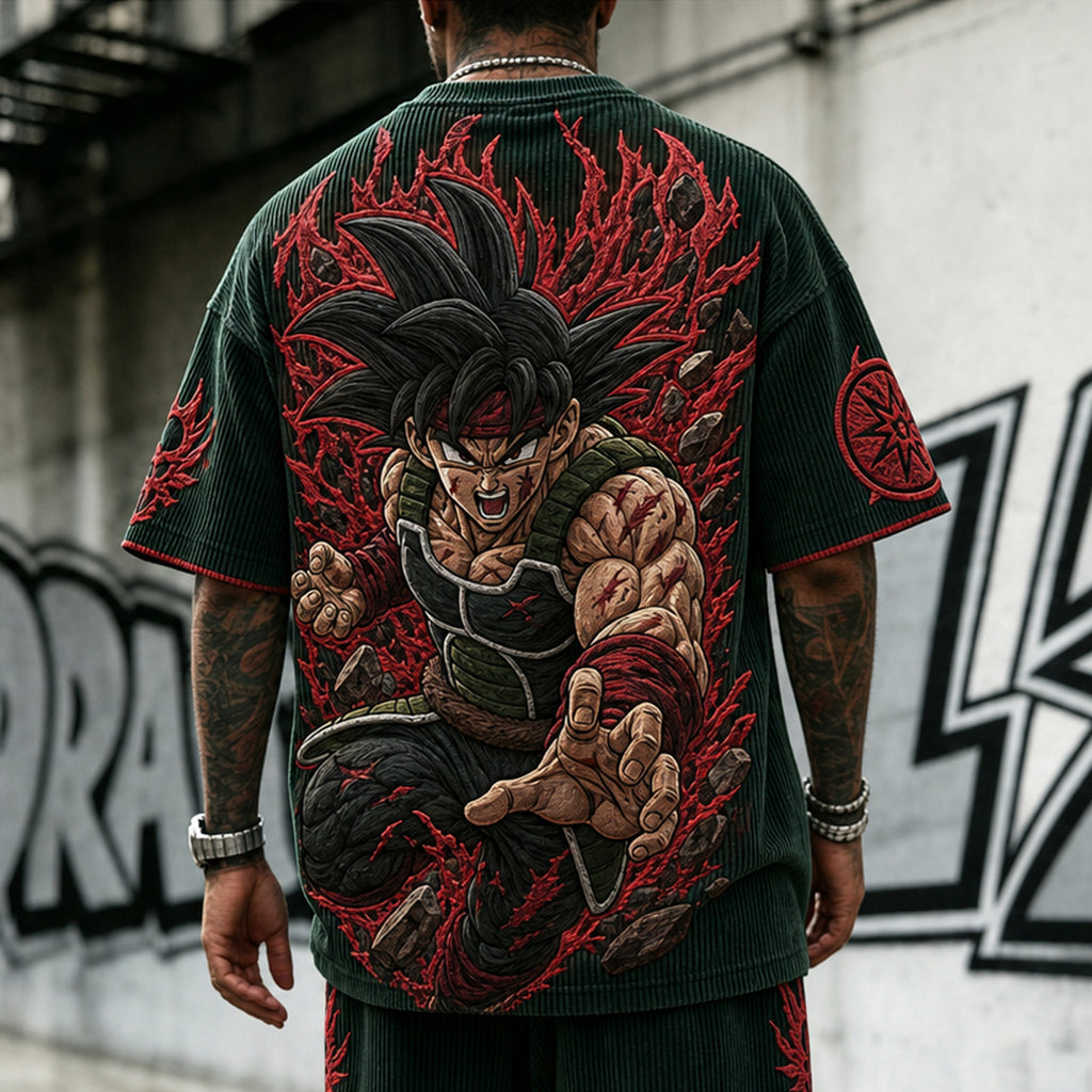 Dragon Ball Unisex Anime-Style Retro Corduroy Oversized T-Shirt