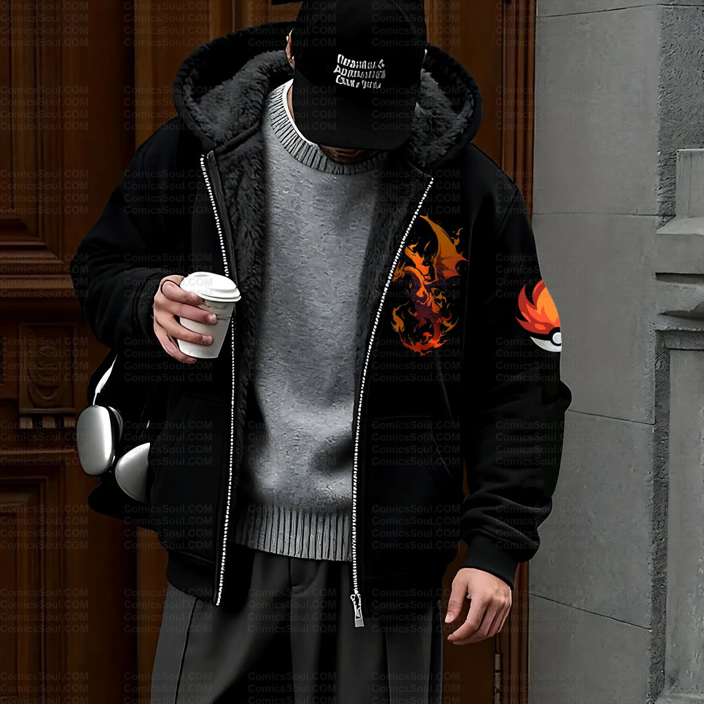 PKM-Unisex Graphic Streetwear Vintage Zipper Cardigan Plush Hoodie