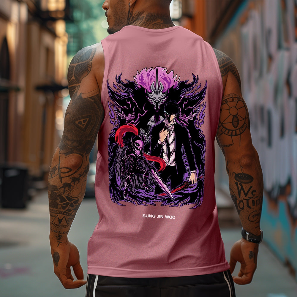 SL-Oversized Anime Print Gym Tank Top