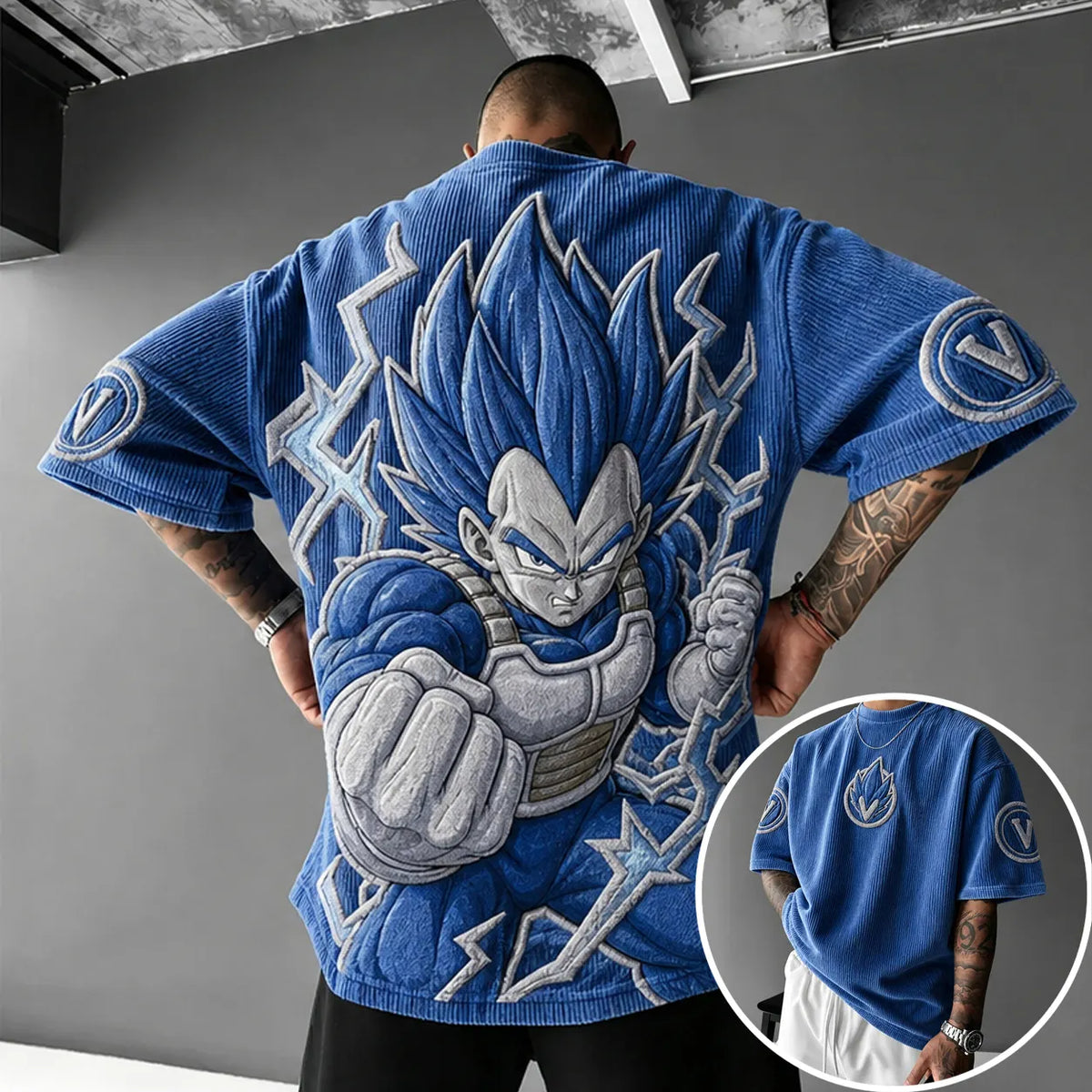 Dragon Ball Unisex Anime-Style Retro Corduroy Oversized T-Shirt