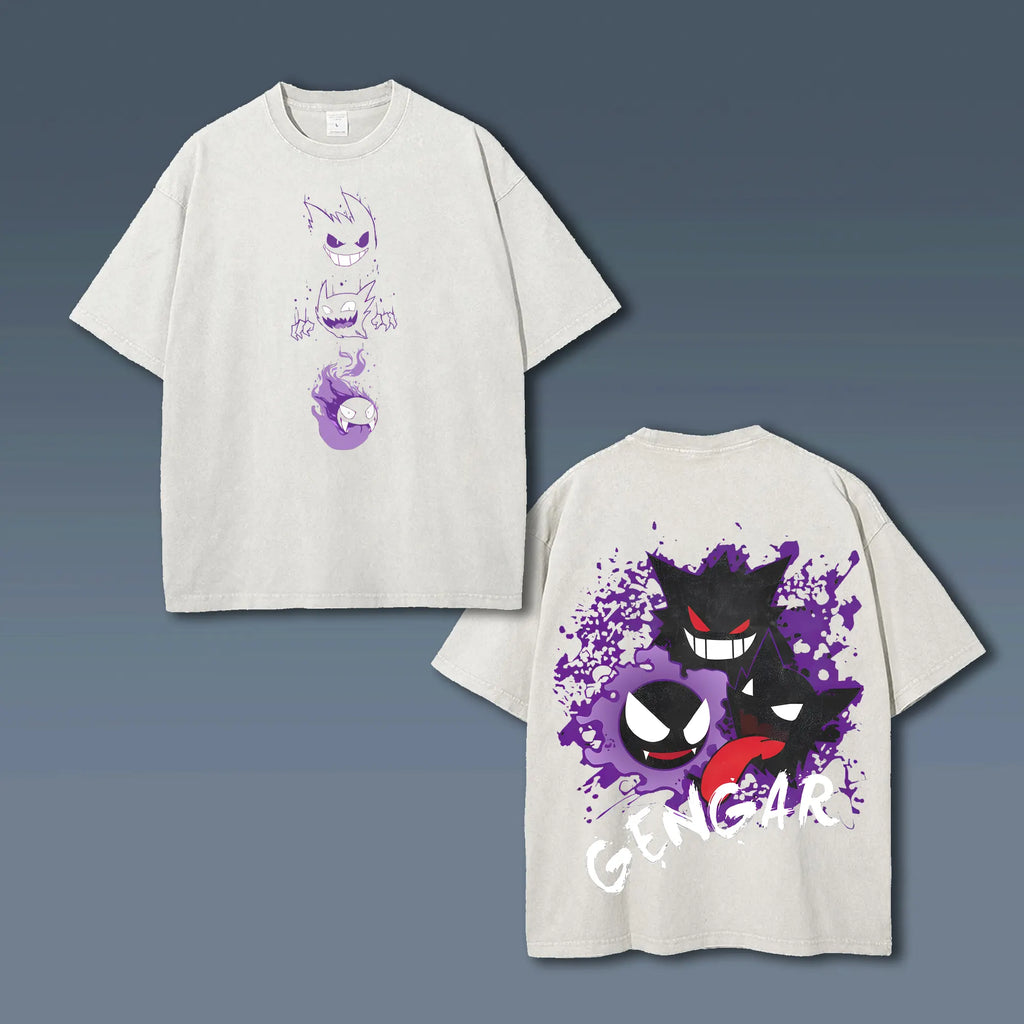 PKM-Unisex Anime Style Vintage Washed T-Shirt