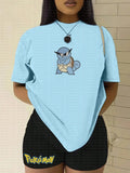 PKM-"Squirtle" Anime Inspired Vintage Embroidered T-Shirt