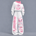 Pokémon-Women's Asymmetric Off-Shoulder Cut-Out Sweatshirt & Wide-Leg Sweatpants 2-Piece Set