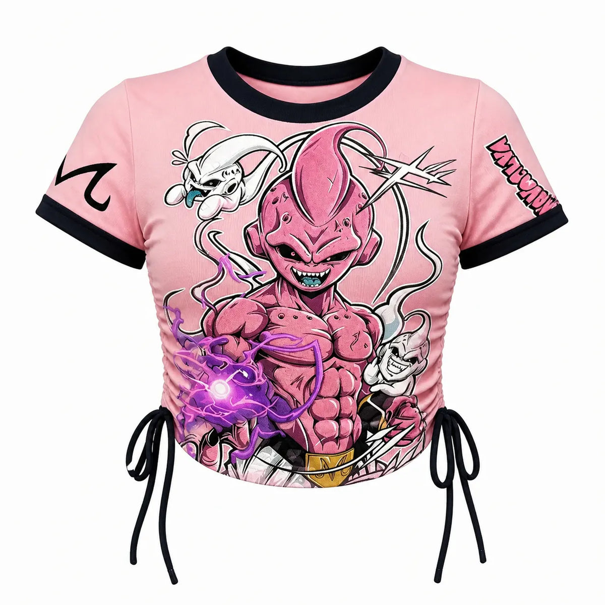Dragon Ball Women's Slim-Fit Short-Sleeve T-Shirt With Anime Print And Side Drawstrings