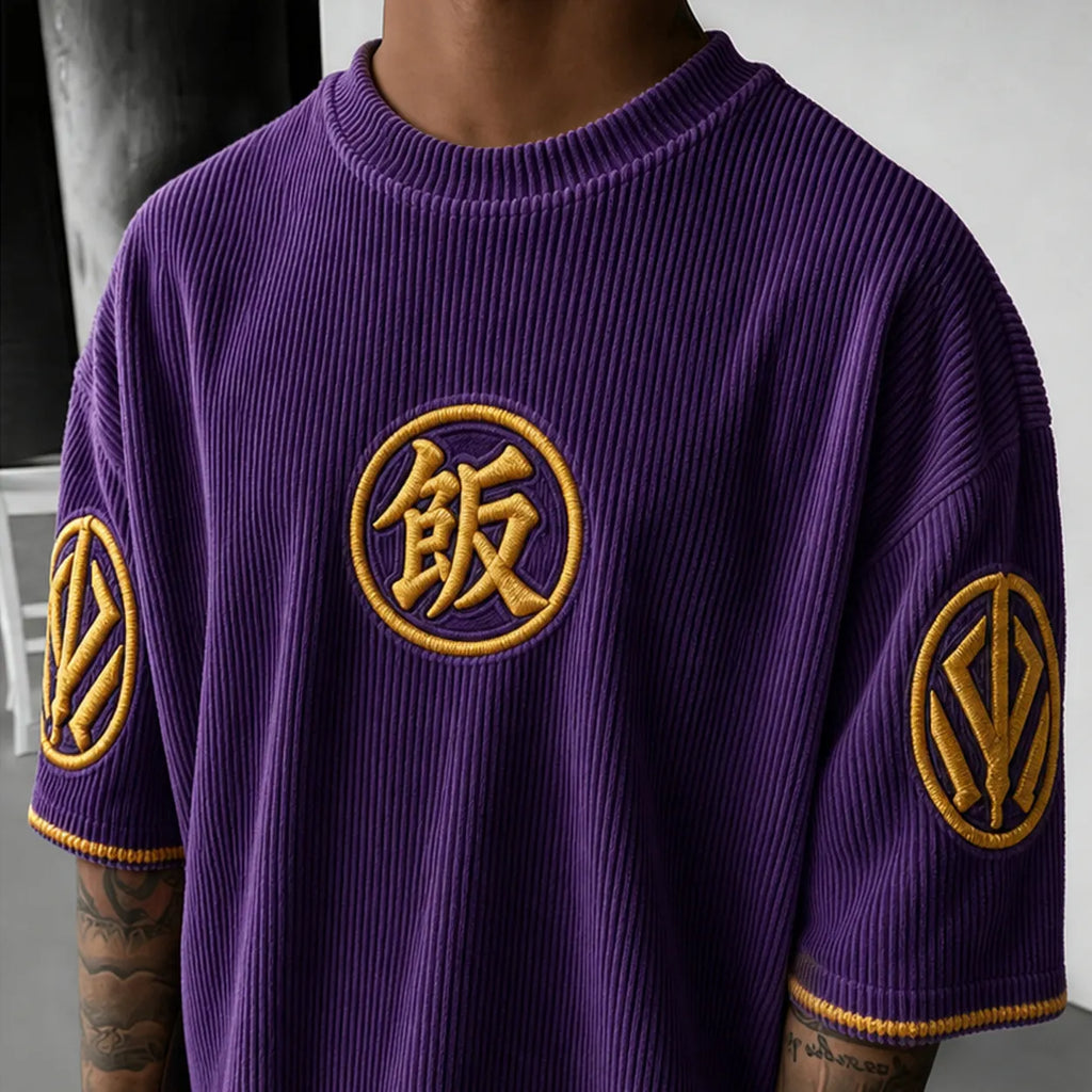 Dragon Ball Unisex Anime-Style Retro Corduroy Oversized T-Shirt