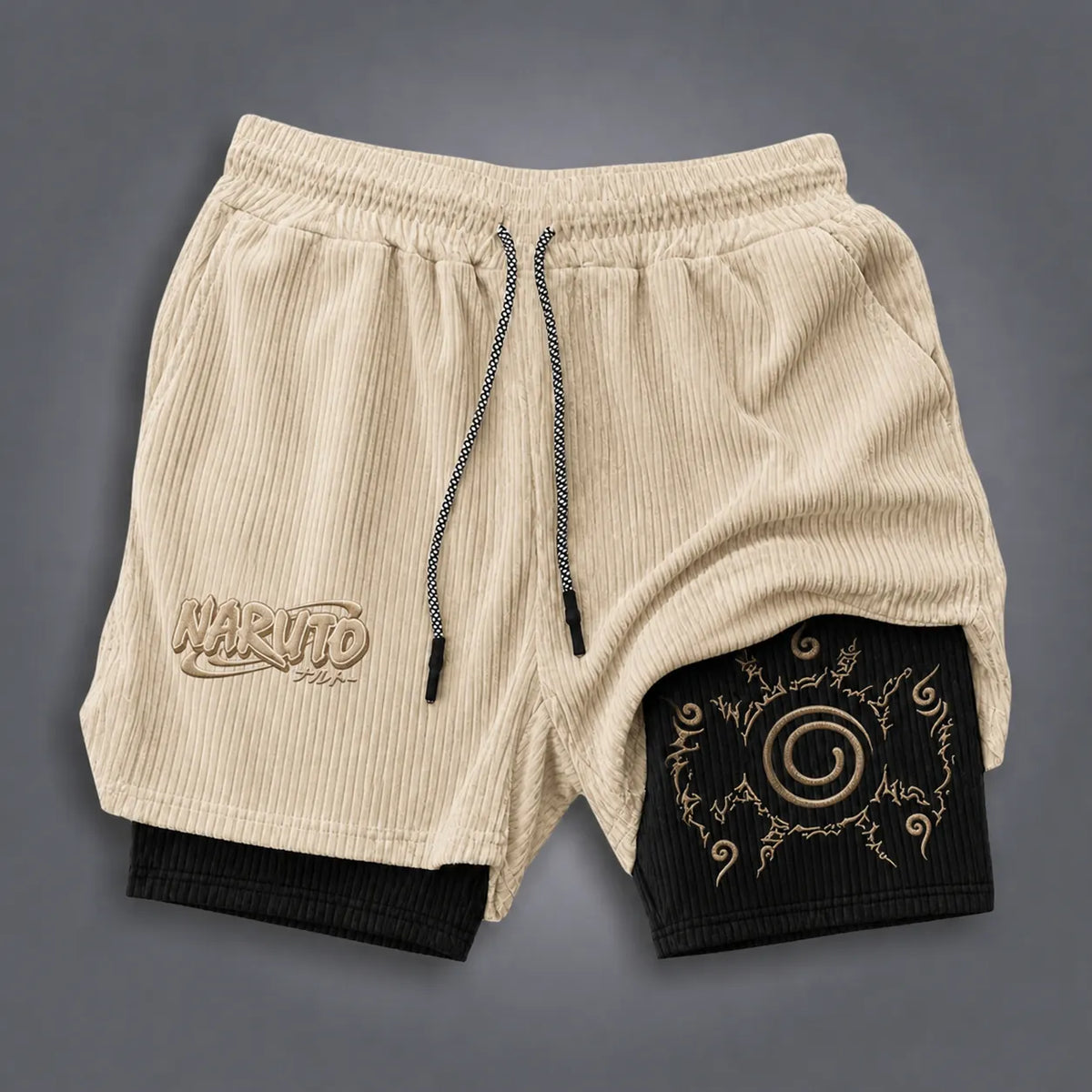 NINDO Unisex Double-layer Shorts With Anime Print