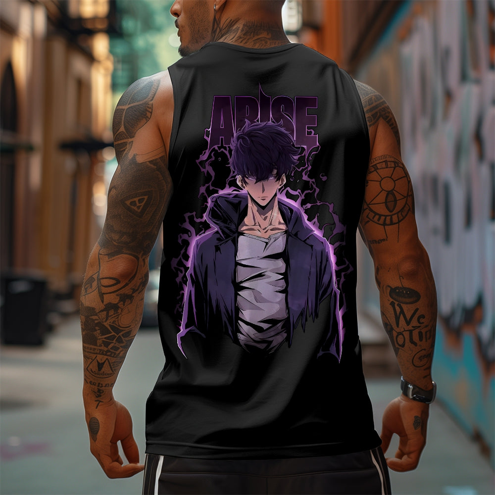 SL-Oversized Anime Print Gym Tank Top