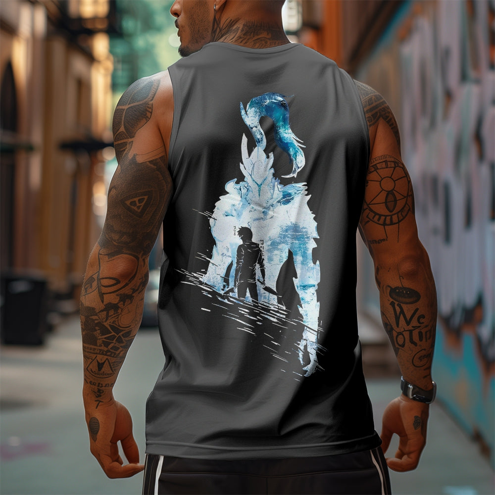 SL-Oversized Anime Print Gym Tank Top